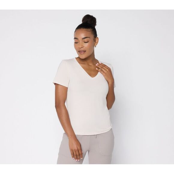Barefoot Dreams Tops - Barefoot Dreams Women's Top Sz L Modal V-Neck Tee White